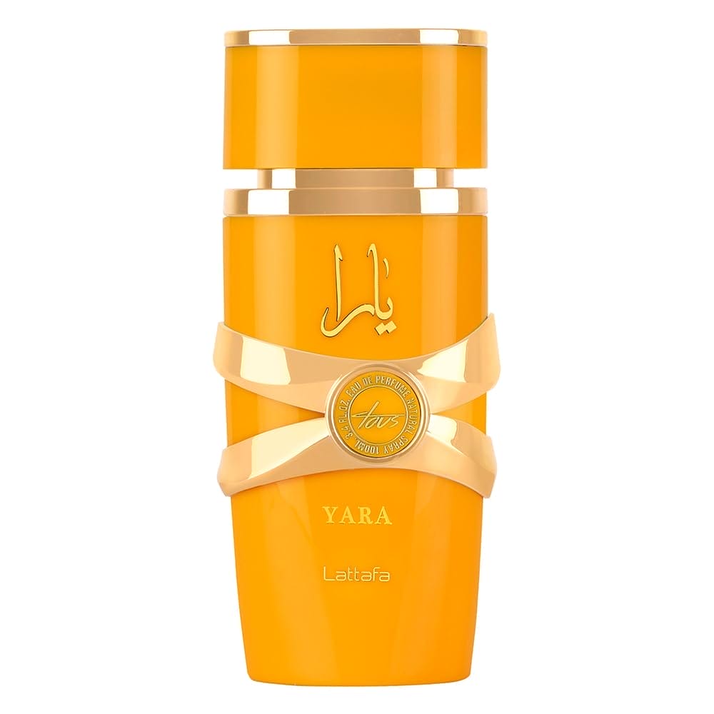 A bottle of Yara perfume on a white background.